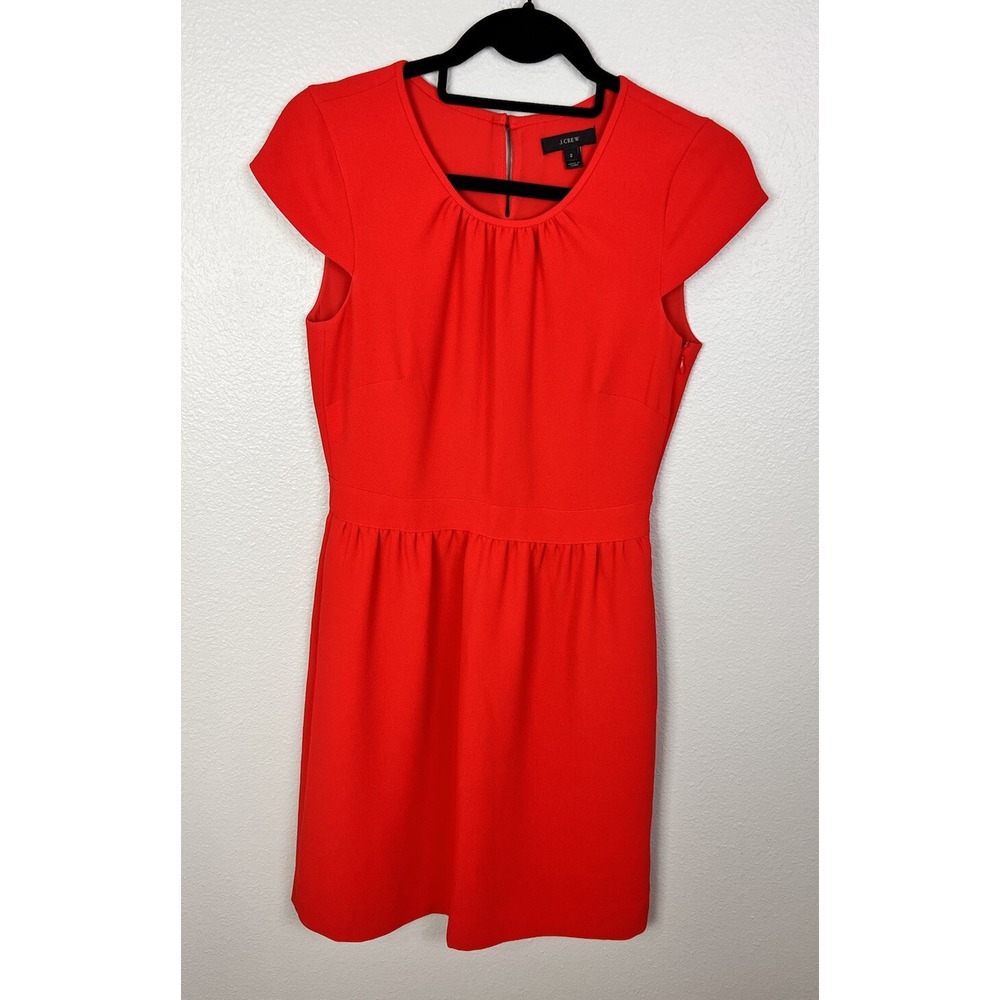 J. Crew Red Sheath Dress Cap Sleeve Career Wear Fitted Women's Size 2